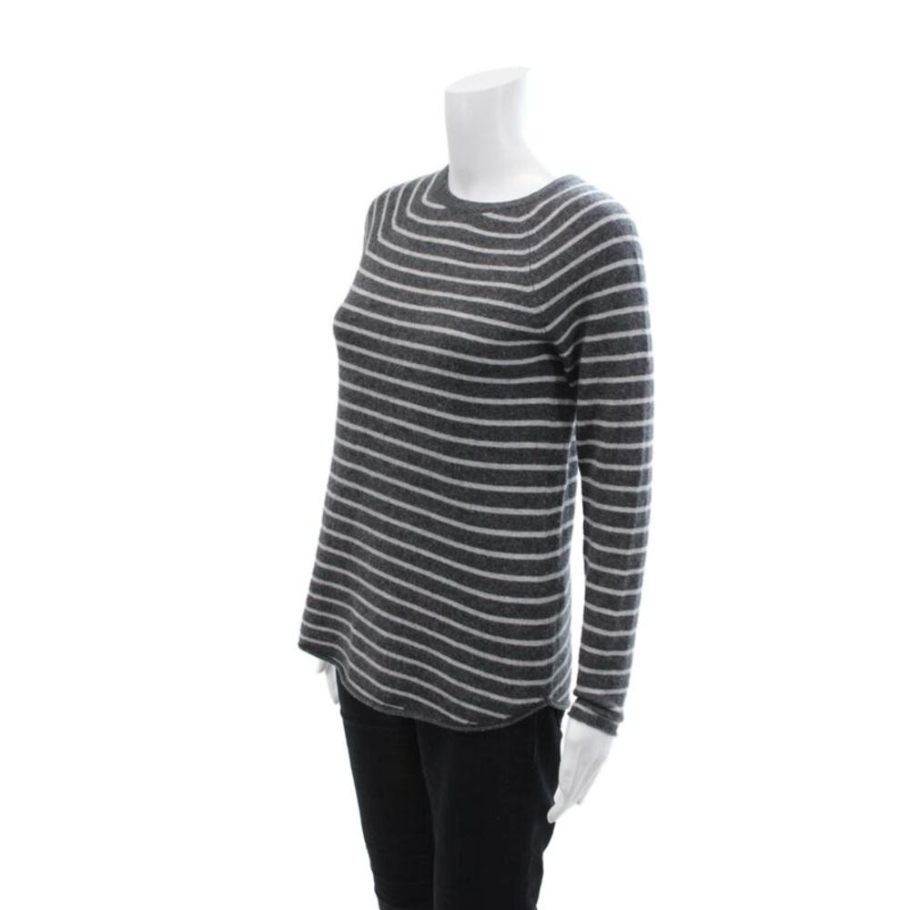 Ply Cashmere Womens Long Sleeve Striped Cashmere Sweater Gray Size Extra Small - Picture 2 of 6